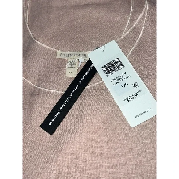 Eileen Fisher Organic Handkerchief Linen Powder Pink Tank Dress W/Slip $248 - Picture 5 of 14